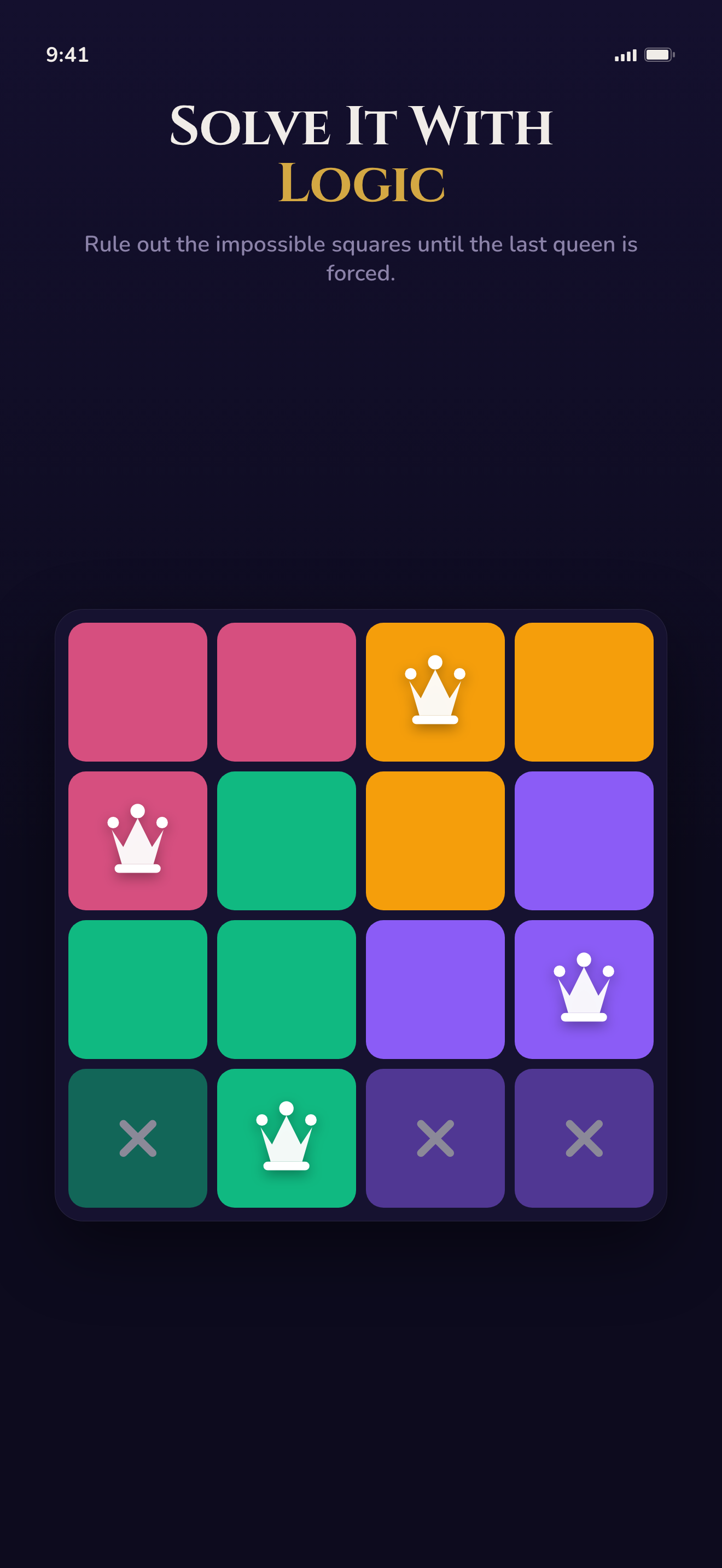 Solve every board with pure logic — one unique solution